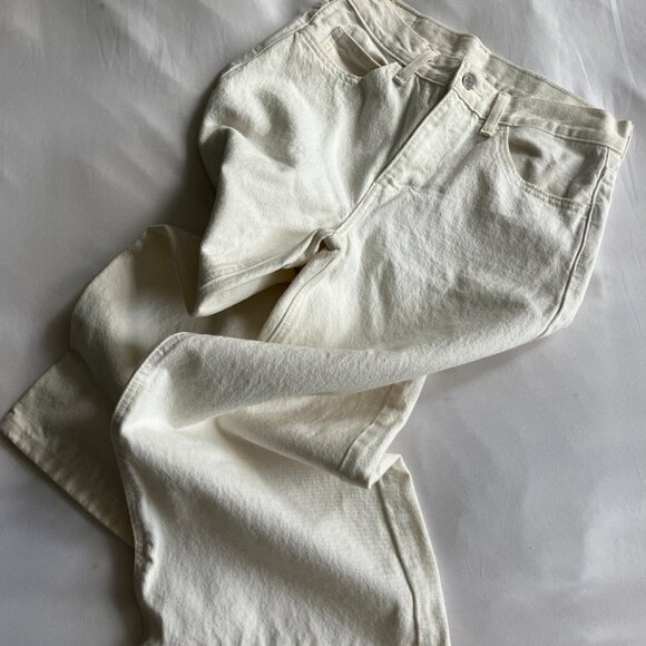 Levi's Wide Leg Denim Jeans - Ivory White - Size 28 - Picture 6 of 9